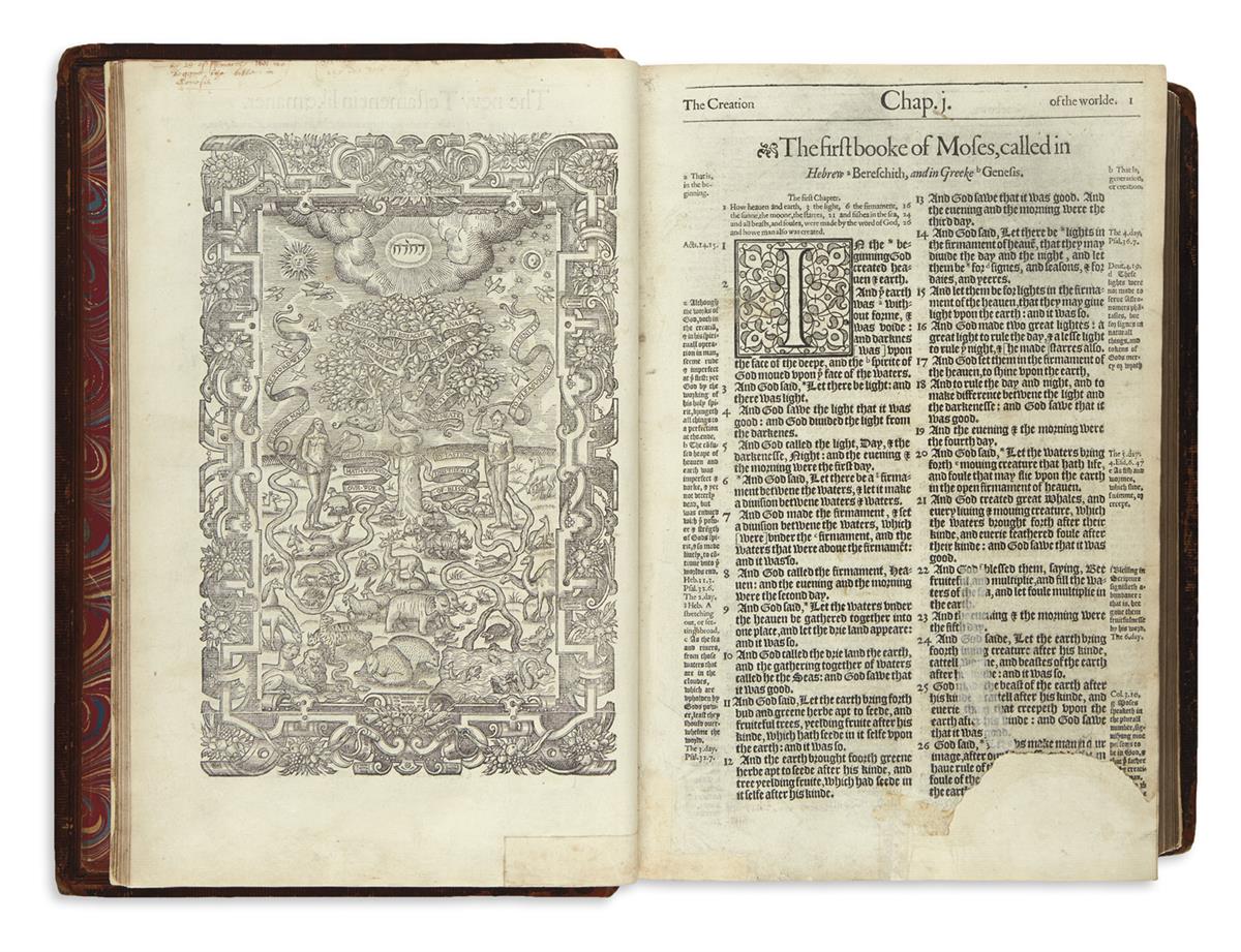 BIBLE IN ENGLISH.  The Holy Byble, conteining the Olde Testament and the Newe.  1585